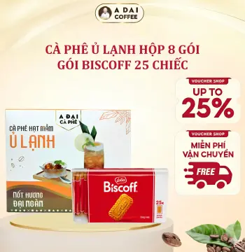 Cà Phê Hạt Mầm Ủ Lạnh A Đại Hộp Túi Lọc 8 gói (160g) - Túi Bánh Biscoff 25 chiếc